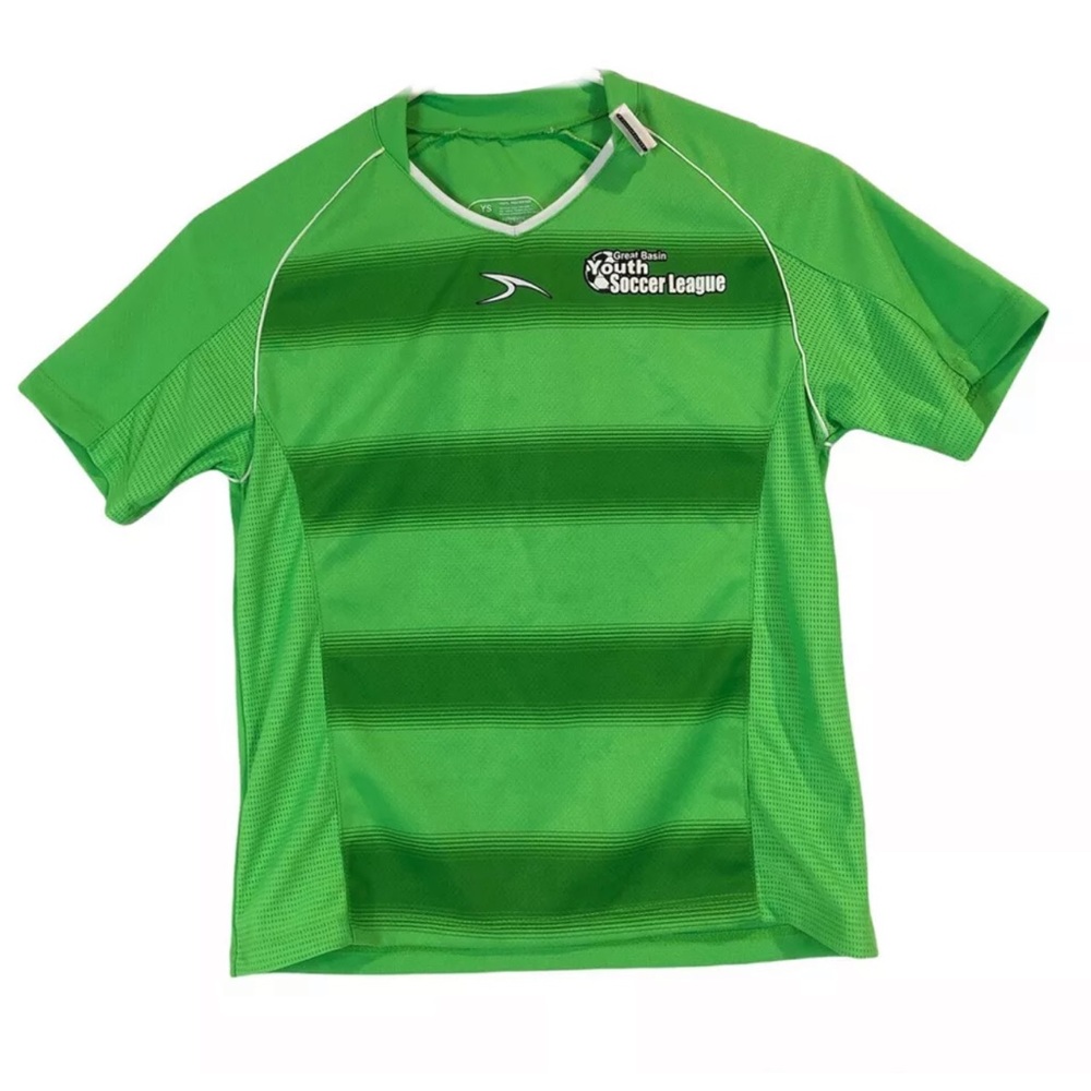 Score Boys Girls Great Basin Youth Soccer League No:5 Apparel Shirt Green  YS
